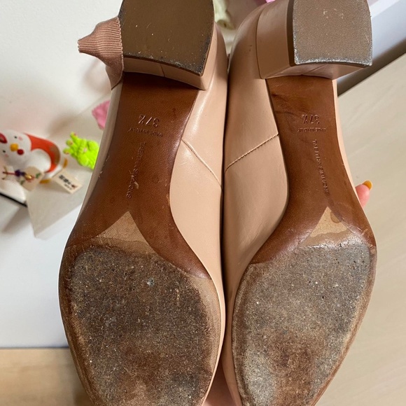 Tabitha Simmons Tan leather ballet shoes with ribbon in 37.5 - Picture 3 of 3